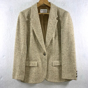 VTG Women Wool Tweed Blazer English Countryside Academia Equestrian Preppy READ